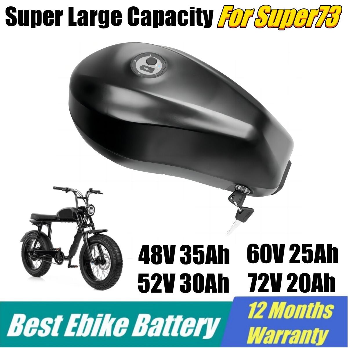 60V 30Ah 21700 Battery Pack - Super73 E-Bike-Akku, Ersatz 21700 Akkus, 48